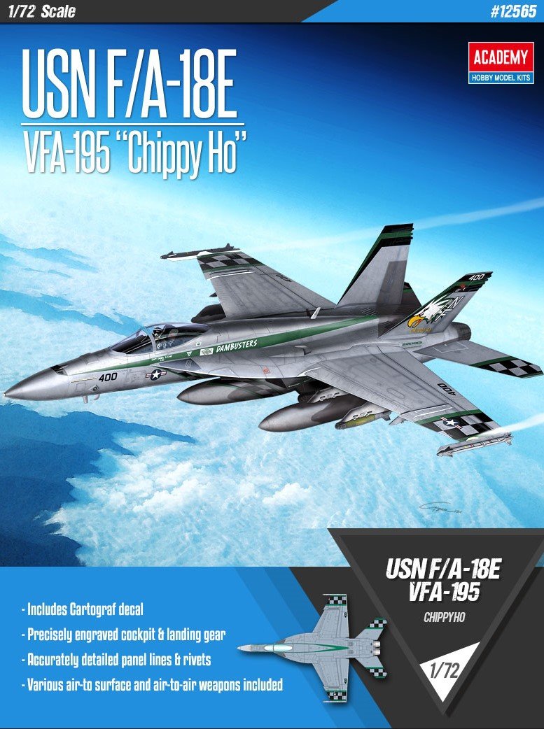 Academy 12565 USN F/A-18E VFA-195 "Chippy Ho" 1/72