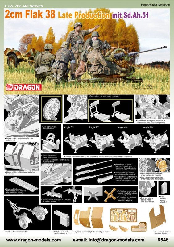 Dragon 6546 2cm Flak 38 Late Production with Sd.Ah.51 (1/35)