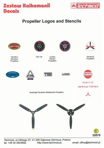 Techmod 32076 Propeller logos and stencils / Propeller markings 1/32