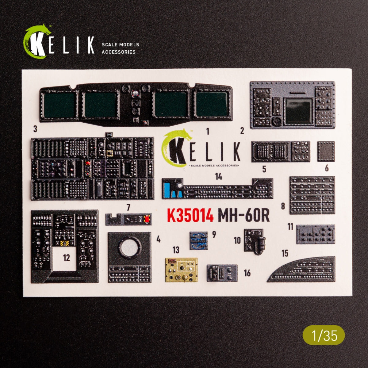 KELIK K35014 MH-60R interior 3D decals for Kitty Hawk kit 1/35