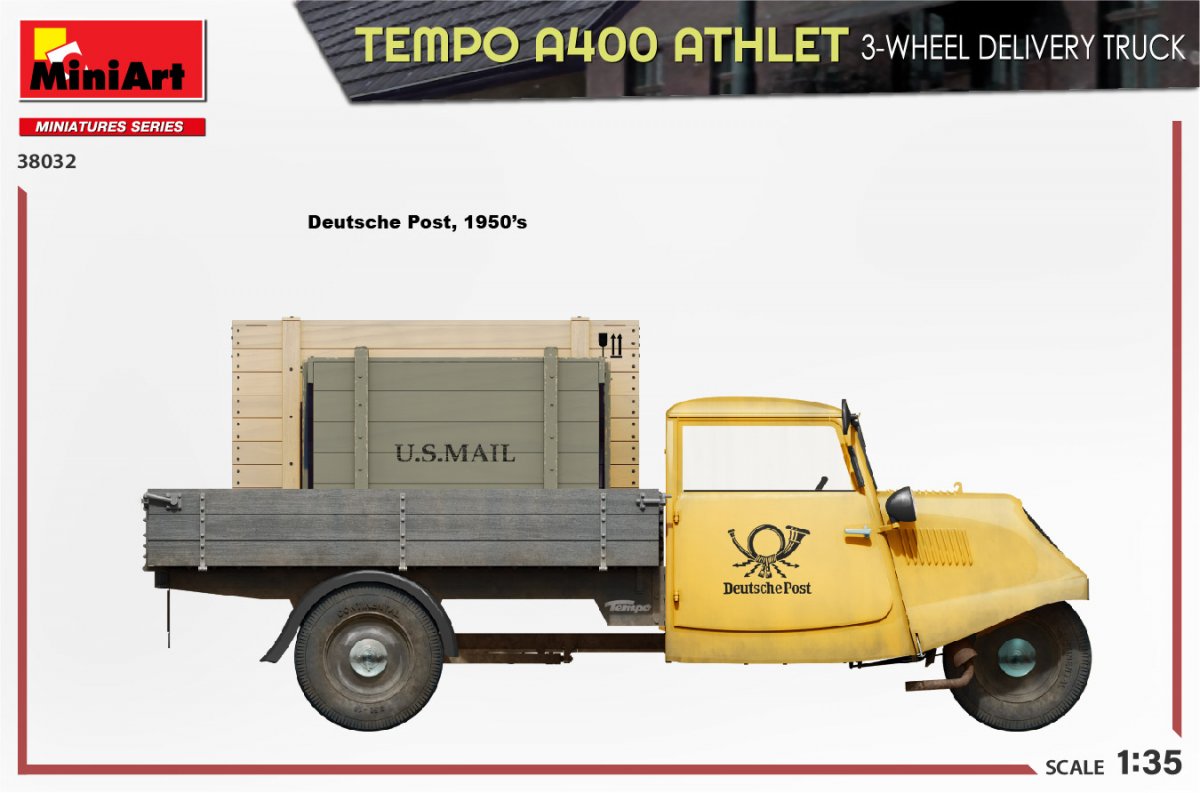 MiniArt 38032 TEMPO A400 ATHLET 3-WHEEL DELIVERY TRUCK 1/35 – imagen 7