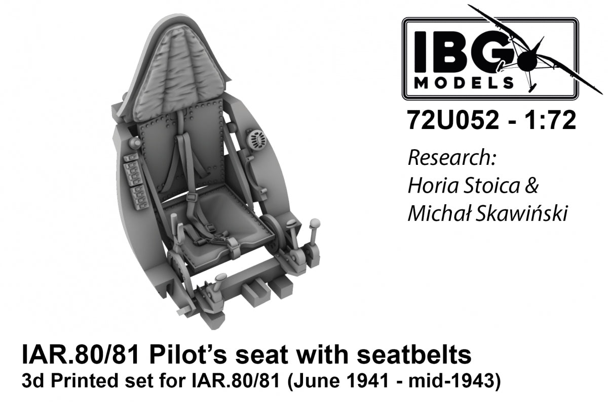 IBG 72U052 IAR.80/81 Pilot&amp;#39;s seat with seatbelts (June 1941 - mid-1943) 1/72