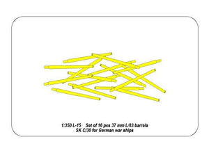 Aber 350L-15 Set of 16 pcs 37 mm L/83 barrels SK C/30 for German ships 1/350 – image 4