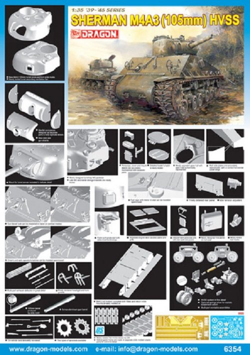 Dragon 6354 Sherman M4A3 (105mm) HVSS 1/35 – obrázek 2