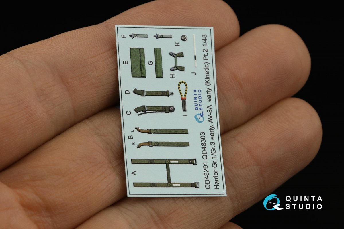Quinta Studio QD48303 Harrier Gr.1/Gr.3 Early 3D-Printed &amp;amp; colored Interior on decal paper (Kinetic) 1/48 – obrázek 4