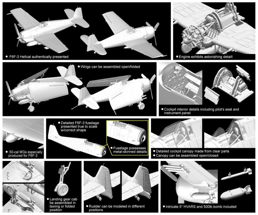 Dragon 5060 Grumman F6F-3 Hellcat (Golden Wings Series) 1/72 – image 3