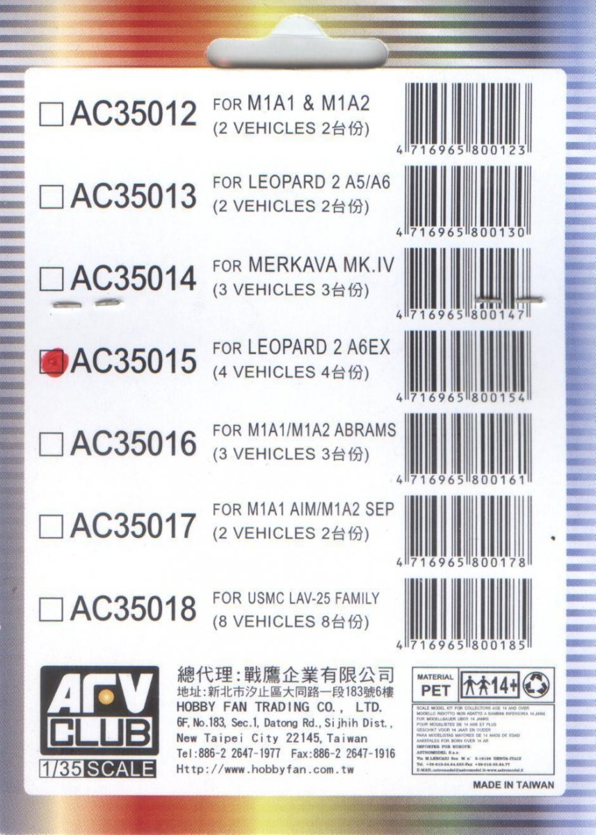 AFV Club AC35015 Sticker for simulating Anti reflection coating lens For Leopard 2 A6EX 1/35 – imagen 2