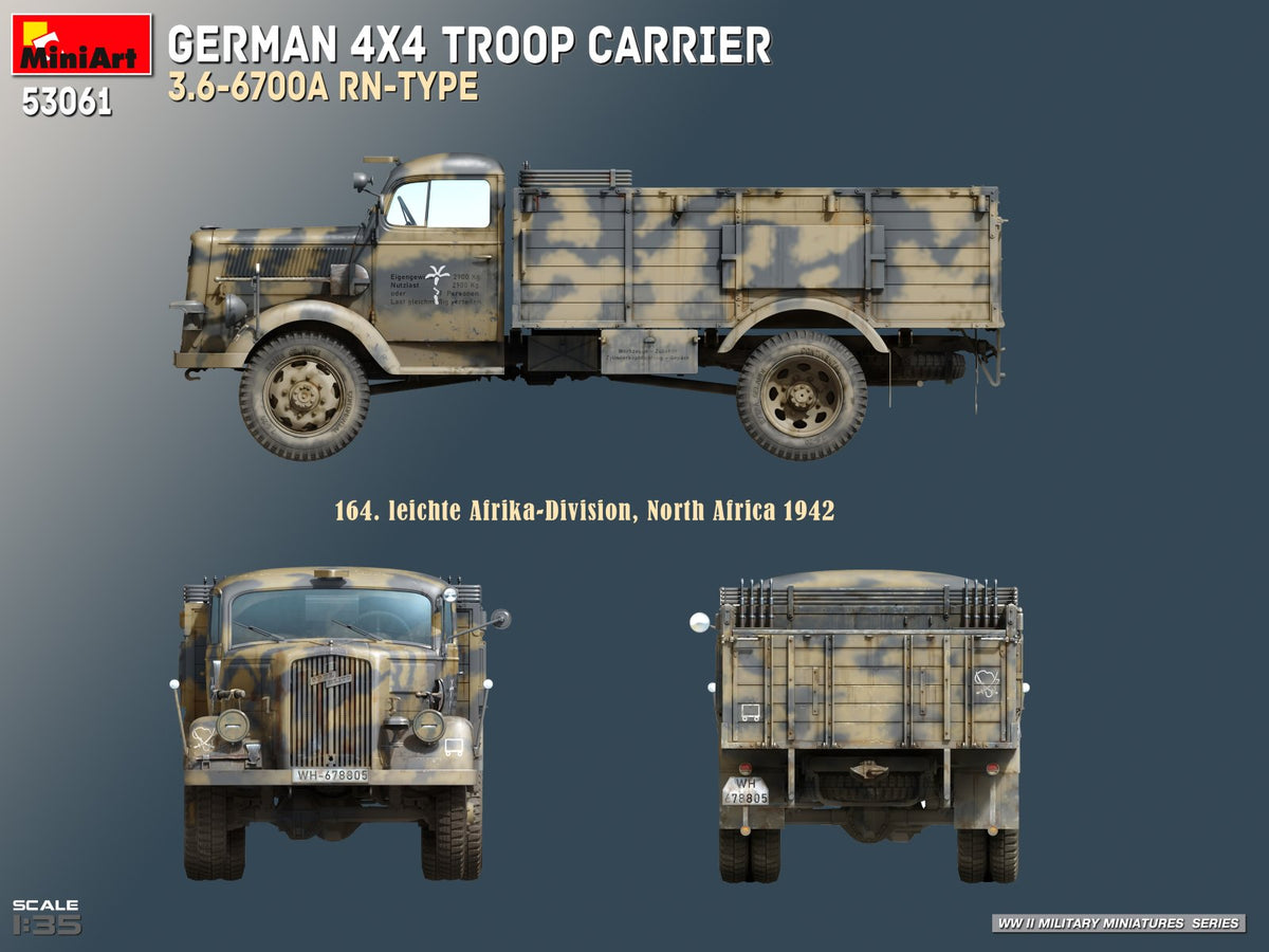 MiniArt 53061 GERMAN 4X4 TROOP CARRIER 3.6-6700A RN-TYPE 1/35 – immagine 12