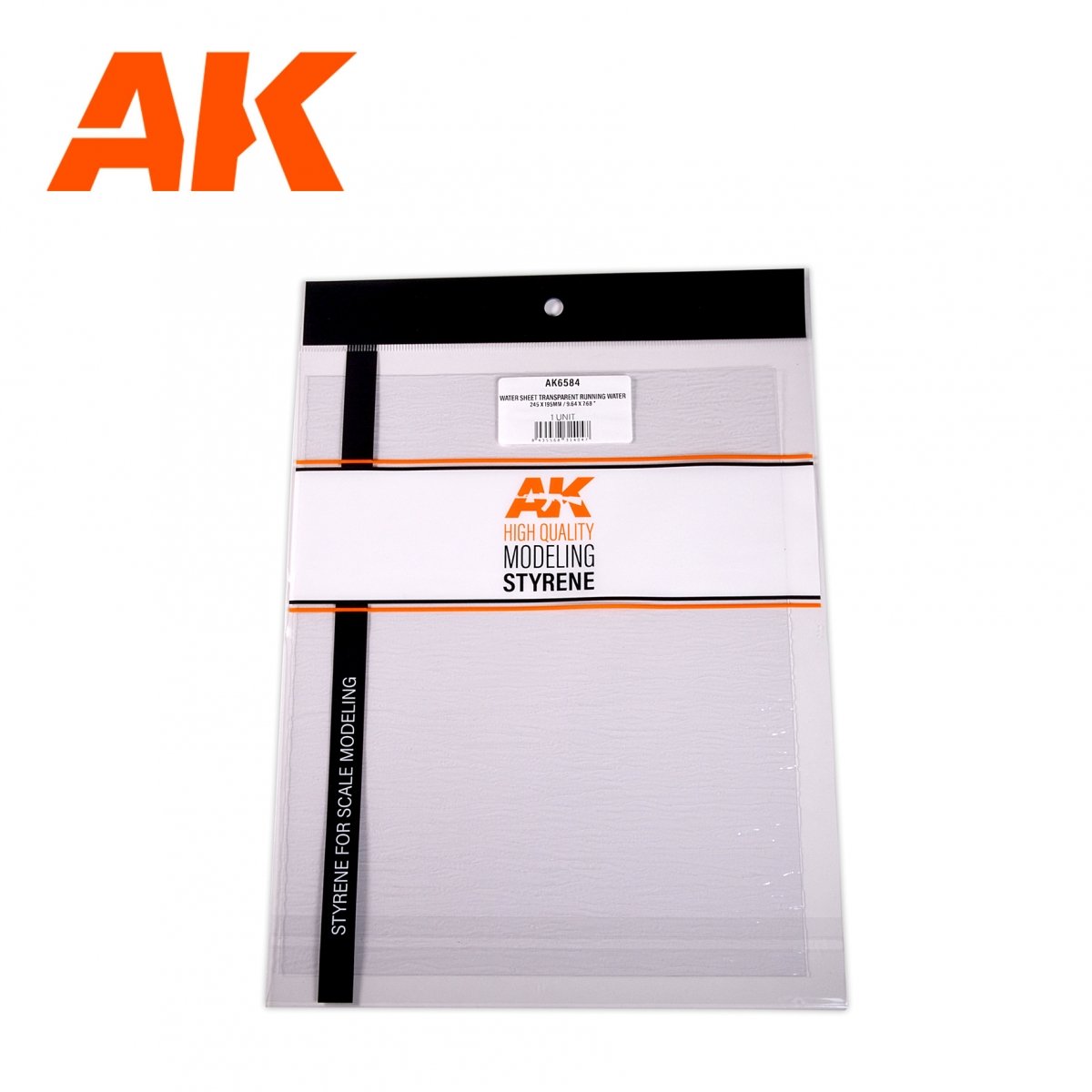 AK Interactive AK6584 WATER SHEET TRANSPARENT RUNNING WATER 245 X 195MM / 9.64 X 7.68 “ – TEXTURED ACRYLIC SHEET – 1 UNIT – immagine 2