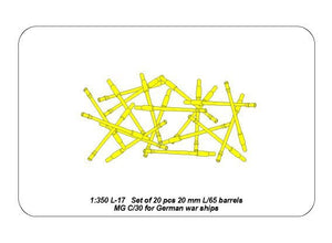 Aber 350L-17 Set of 20 pcs 20 mm L/65 barrels MG C/30 for German ships 1/350 – imagen 4