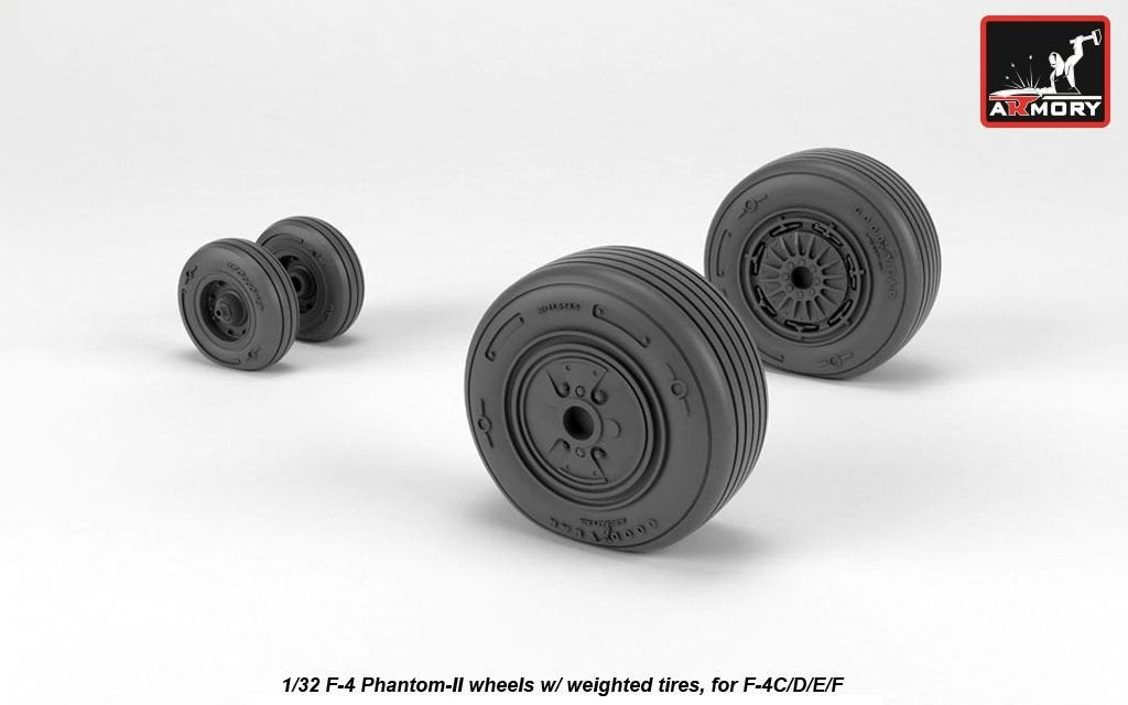 Armory Models AW32307 F-4 Phantom-II wheels w/ weighted tires, mid 1/32 – obrázek 2