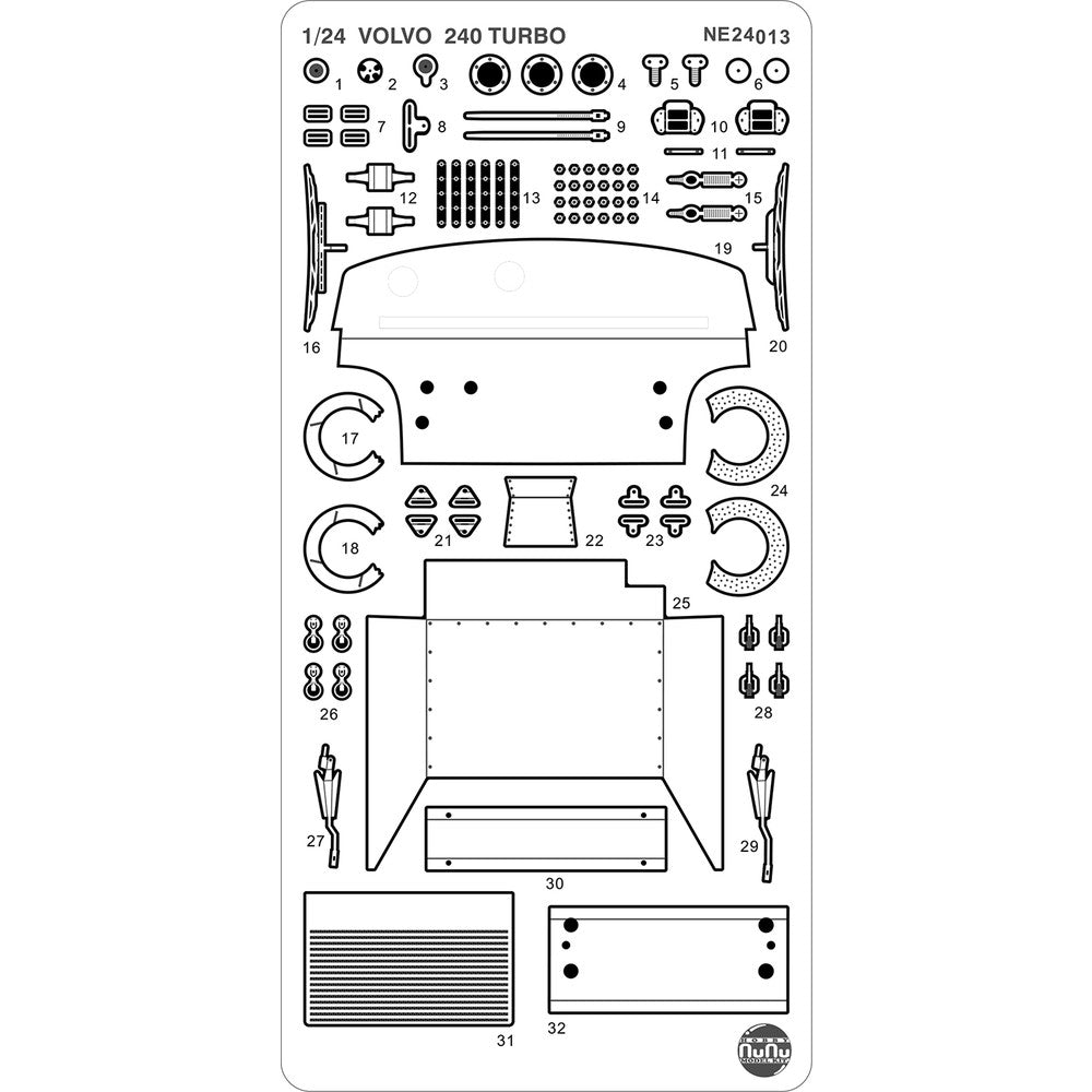 NuNu E24013 Grade Up Set for Volvo 240 Turbo Detail-Up Parts 1/24