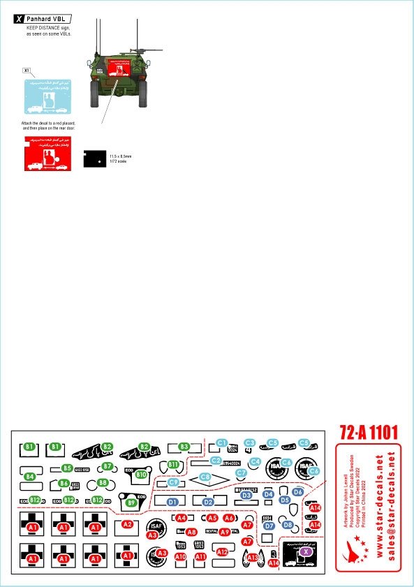 Star Decals 72-A1101 ISAF-Afghanistan # 2. Peacekeepers from France. Renault VAB, VAB Sanitaire, Panhard VBL. 1/72 – zdjęcie 2