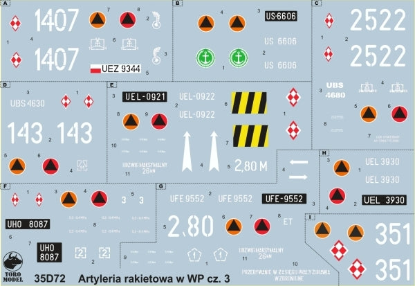 ToRo Model 35D72 Artyleria rakietowa w Wojsku Polskim cz.3 kalkomanie 1/35