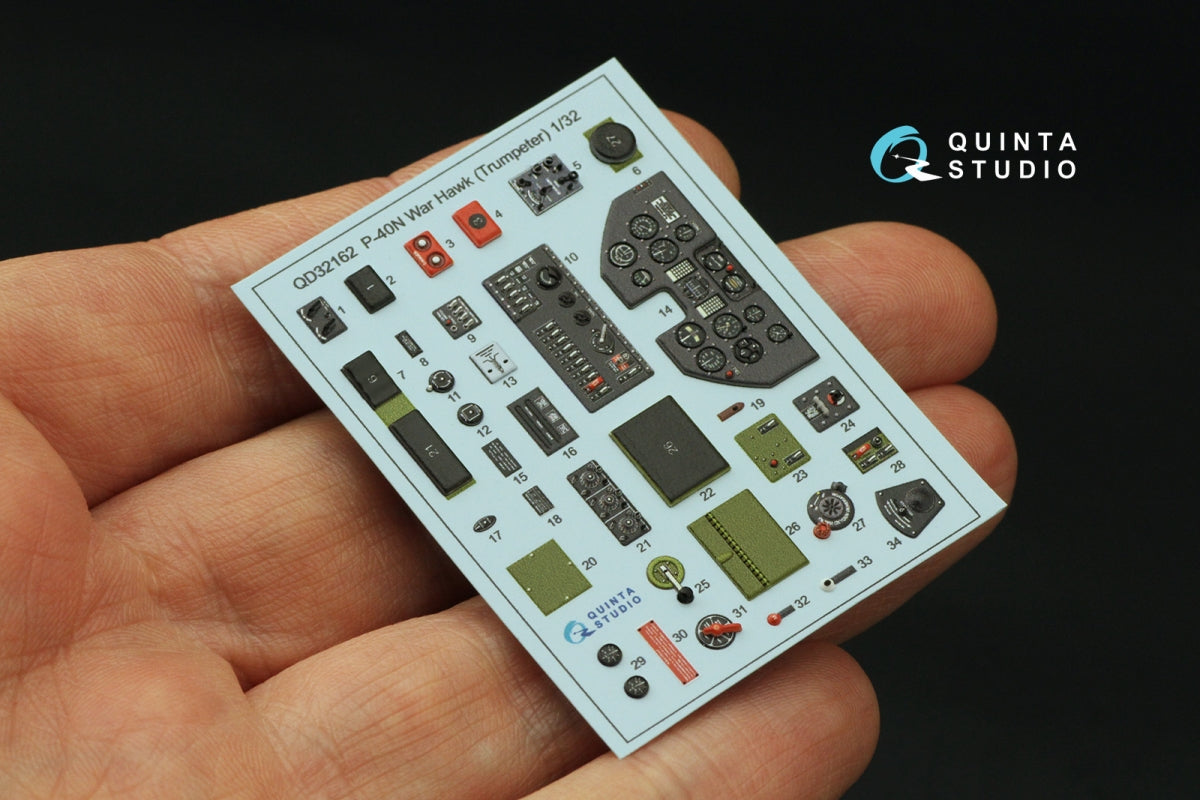 Quinta Studio QD32162 P-40N Warhawk 3D-Printed &amp;amp; coloured Interior on decal paper (Trumpeter) 1/32 – zdjęcie 3