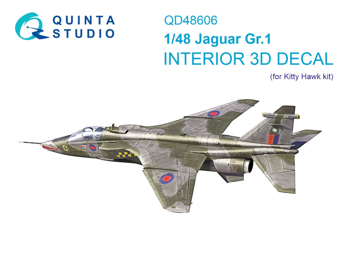 Quinta Studio QD48606 Jaguar Gr.1 3D-Printed &amp;amp; colored Interior on decal paper (Kitty Hawk) 1/48