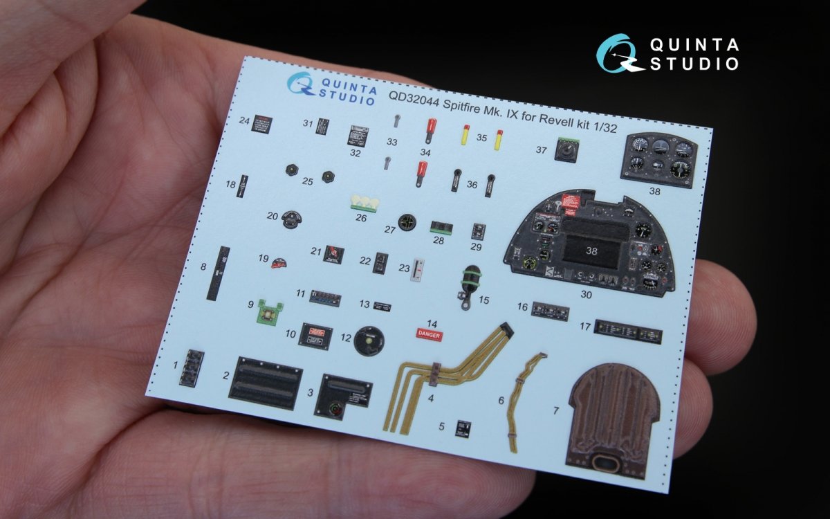Quinta Studio QD32044 Spitfire Mk. IX 3D-Printed &amp;amp; colored Interior on decal paper (for Revell kit) 1/32 – Bild 6
