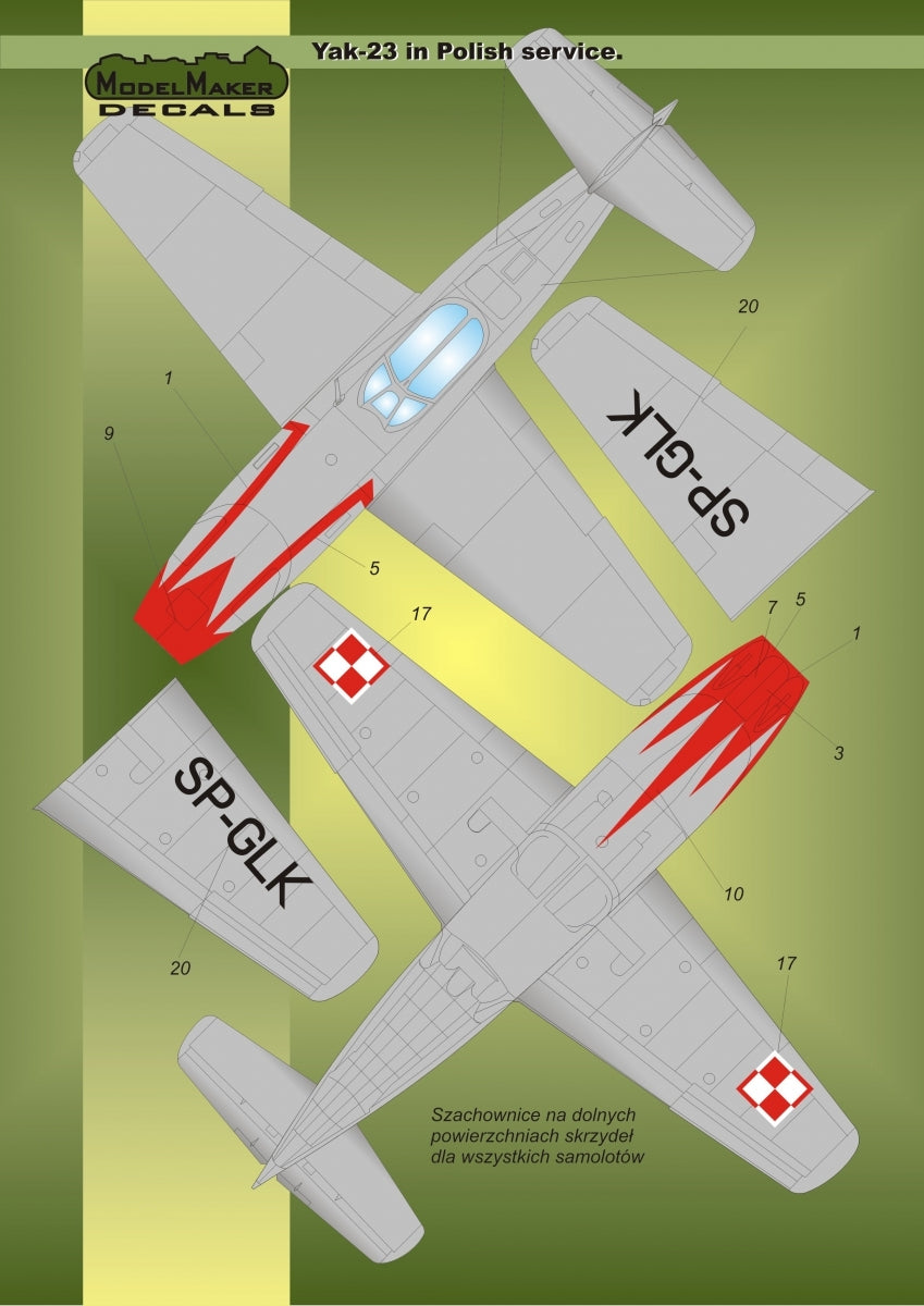 ModelMaker Decals D48019 Yak-23 in Polish service 1/48 – obrázek 3