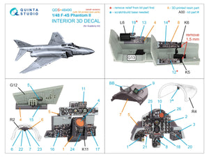 Quinta Studio QDS+48490 F-4S Phantom II 3D-Printed &amp;amp; colored Interior on decal paper (Academy) (Small version) (with 3D-printed resin parts) 1/48 – Bild 3