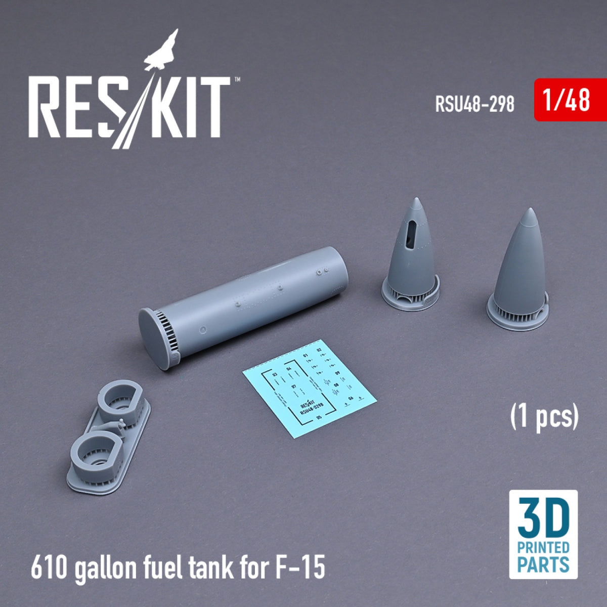 RESKIT RSU48-0298 610 GALLON FUEL TANK FOR F-15 (1 PCS) (3D PRINTED) 1/48 – imagen 2