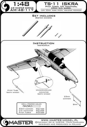 Master AM-48-117 TS-11 Iskra - Pilot Tubes and 23mm gun barrel 1/48 – image 3