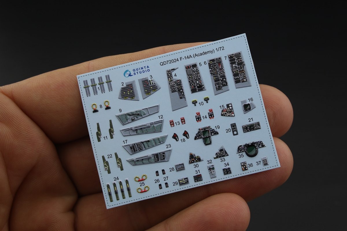 Quinta Studio QD72024 F-14A 3D-Printed &amp;amp; colored Interior on decal paper (for Academy kit) 1/72 – image 2