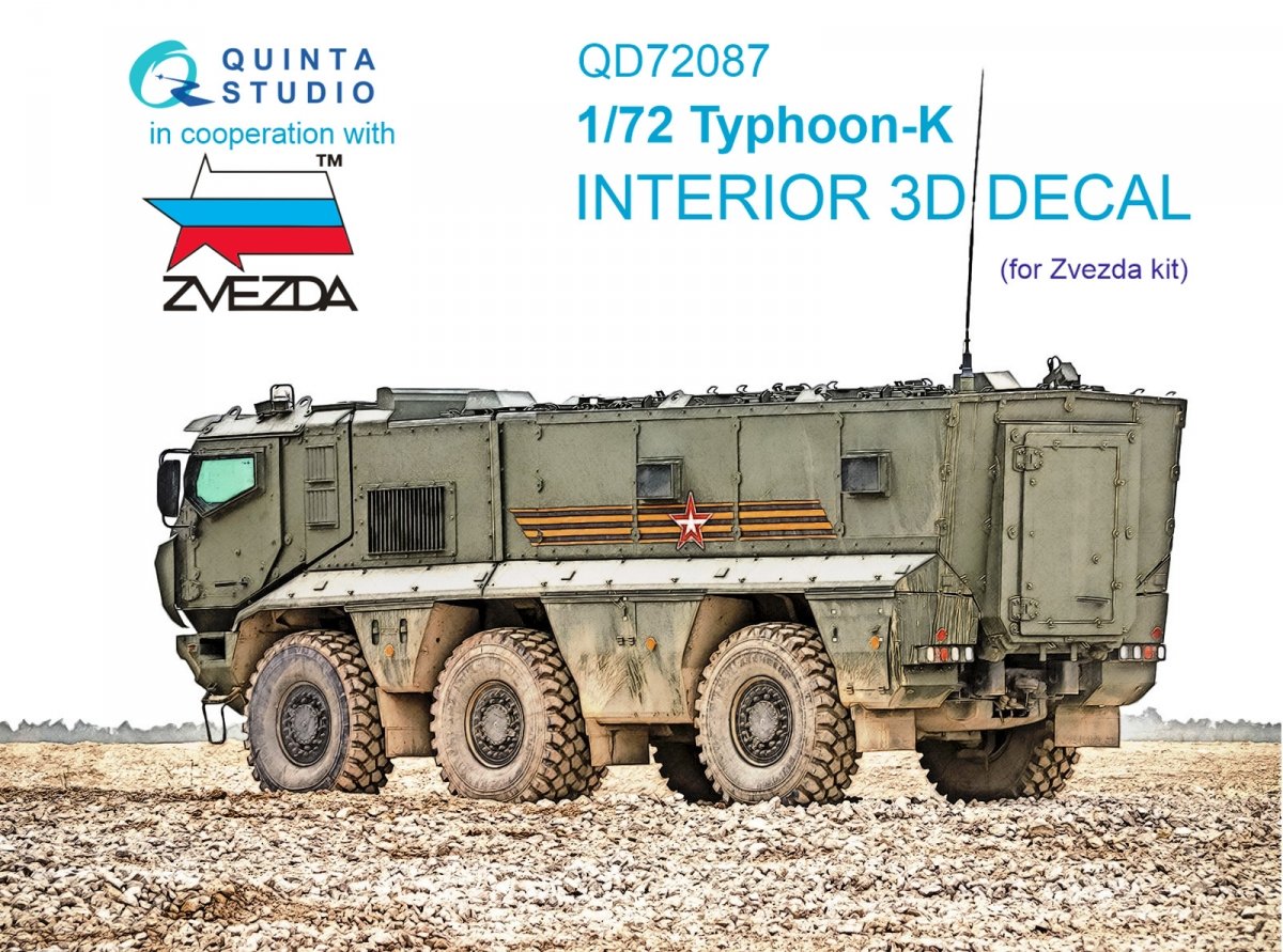 Quinta Studio QD72087 Typhoon-K 3D-Printed &amp;amp; colored Interior on decal paper (Zvezda) 1/72
