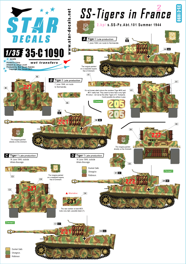 Star Decals 35-C1090 SS-Tigers in France #2 1/35