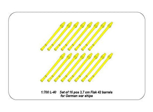 Aber 1/700L-40 Set of 16 pcs 3.7 cm Flak 42 gun barrels for German war ships 1/700 – immagine 5
