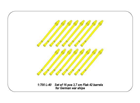 Aber 1/700L-40 Set of 16 pcs 3.7 cm Flak 42 gun barrels for German war ships 1/700 – immagine 5