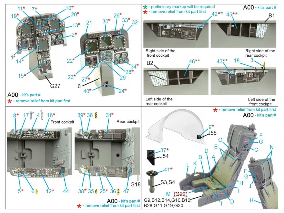Quinta Studio QD32156 F/A-18D late 3D-Printed &amp;amp; colored Interior on decal paper (Academy) 1/32 – obrázek 12