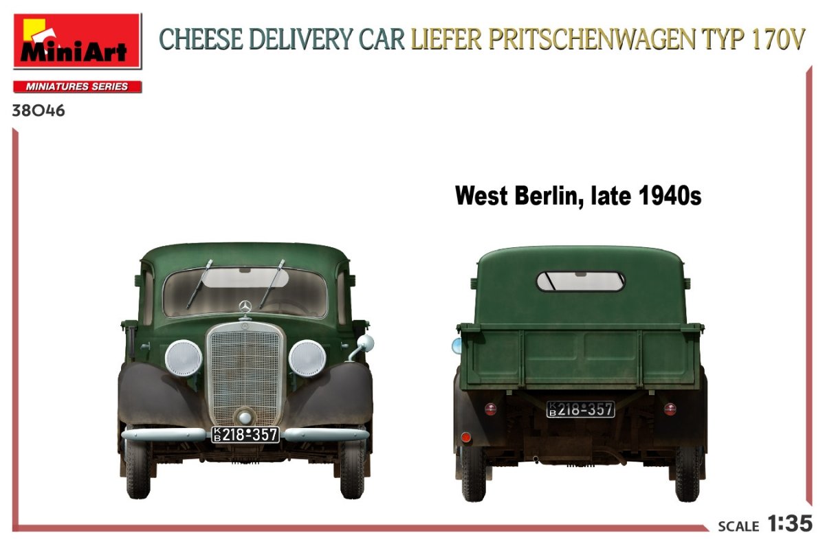 MiniArt 38046 CHEESE DELIVERY CAR LIEFER PRITSCHENWAGEN TYP 170V 1/35 – image 3