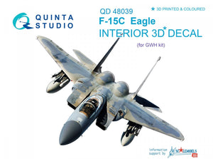 Quinta Studio QD48039 F-15C 3D-Printed &amp;amp; colored Interior on decal paper (for GWH kit) 1/48