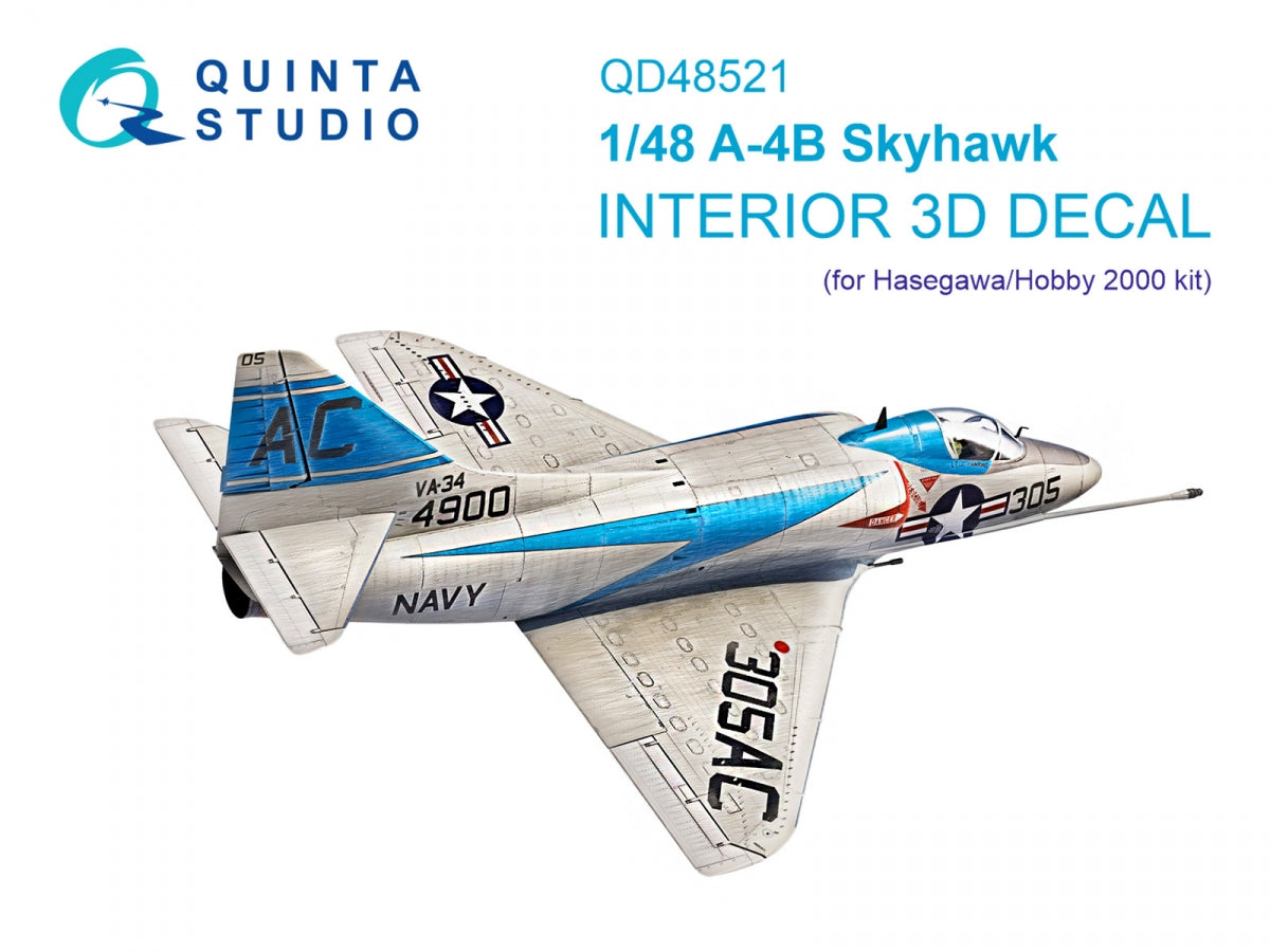 Quinta Studio QD48521 A-4B 3D-Printed &amp; colored Interior on decal paper (Hasegawa/Hobby2000) 1/48