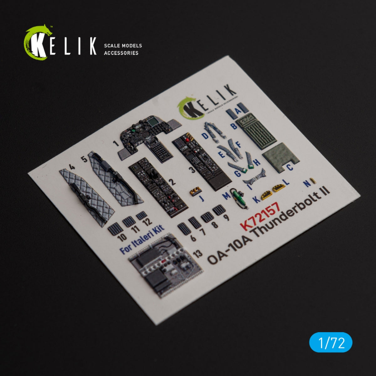 KELIK K72157 OA-10A "Thunderbolt" - interior 3D decals for Italeri kit 1/72