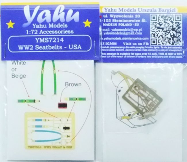 Yahu YMS7214 WW2 seatbelts USAAF &amp; US NAVY (1/72)