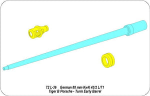 Aber 72L-36 8,8 cm KwK 43L/71 German tank barrel for Tiger II early Porsche turret 1/72 – obrázek 6