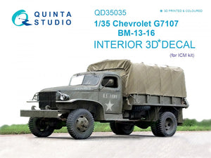 Quinta Studio QD35035 Chevrolet G7107 3D-Printed &amp;amp; colored Interior on decal paper (for ICM kit) 1/35