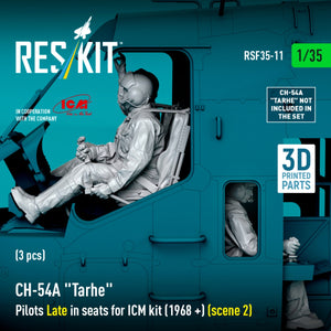 RESKIT RSF35-0011 CH-54A &amp;quot;Tarhe&amp;quot; Pilots Late in seats for ICM kit (1968 +) (scene 2) (3 pcs) (3D Printed) 1/35 – obrázek 5