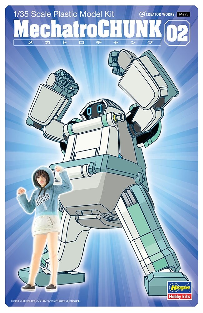 Hasegawa 64793 Creator Works MechatroChunk 02 &amp;#39;Grayish Mint&amp;#39; &amp;amp; Support Girl 1/35