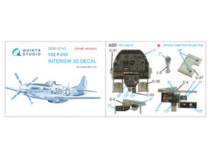 Quinta Studio QDS-32145 P-51D Mustang 3D-Printed &amp;amp; colored Interior on decal paper (Zoukei-Mura SWS) (Small version) 1/32 – immagine 8
