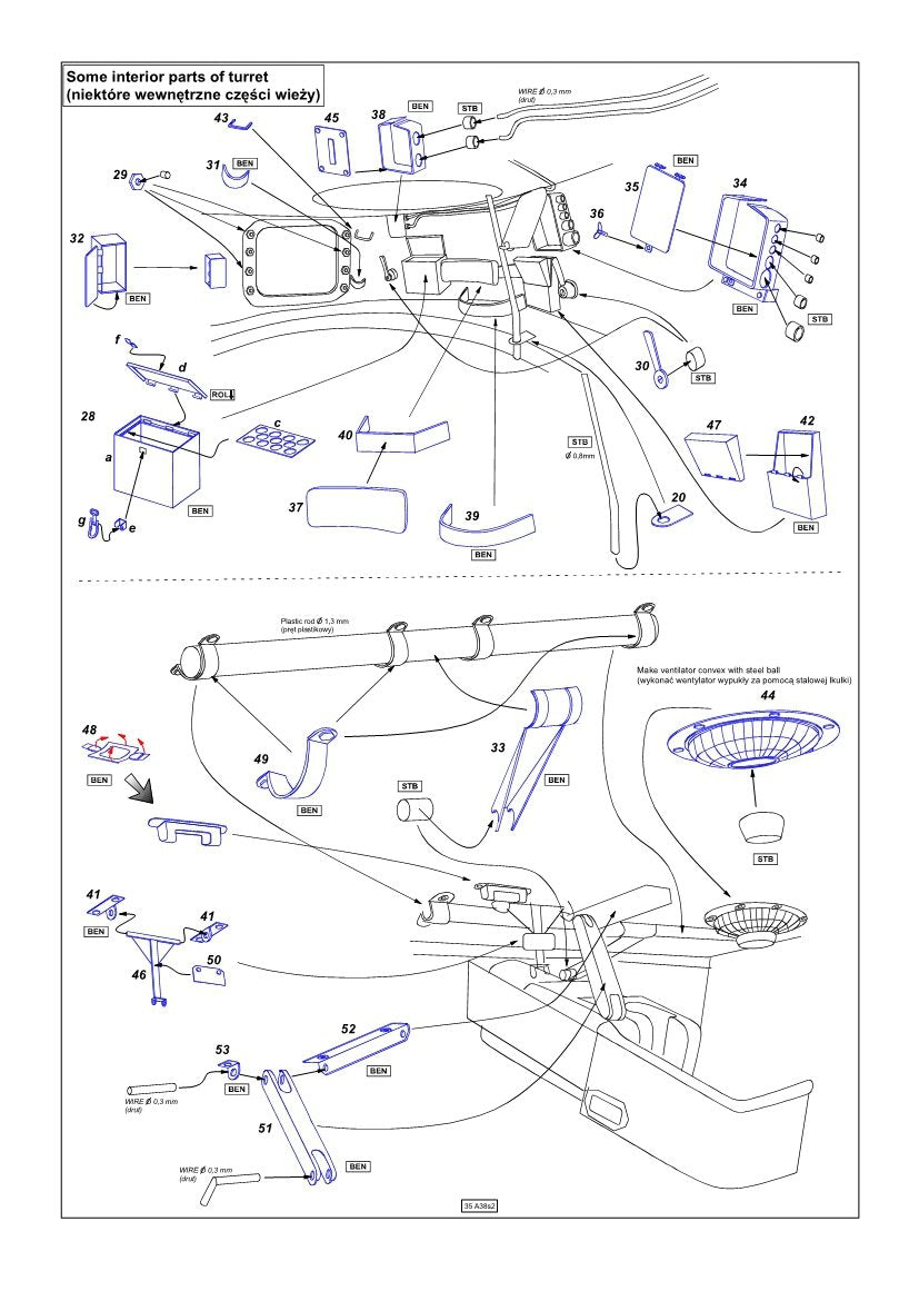 Aber 35A038 Common parts for Pz.III G,H,J,L,M,N and Pz.IV E,F,G turrets (1/35) – obrázek 5