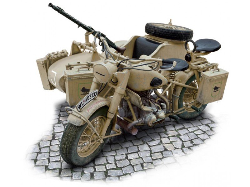 Italeri 7403 German Military Motorcycle with side car 1/9 – obrázek 2
