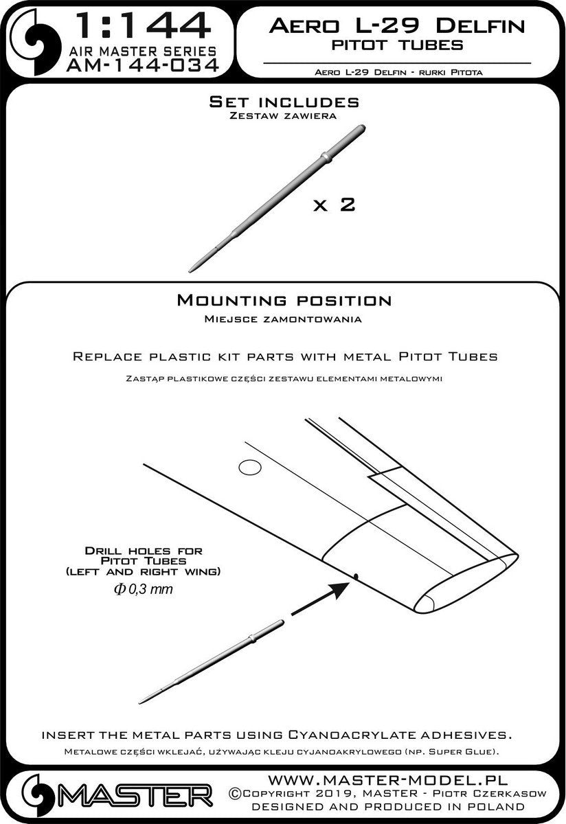 Master AM-144-034 Aero L-29 Delfin - Pitot Tubes 1/144 – image 3