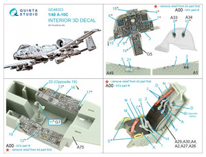 Quinta Studio QD48323 A-10C 3D-Printed &amp;amp; colored Interior on decal paper (Academy) 1/48 – obrázek 2