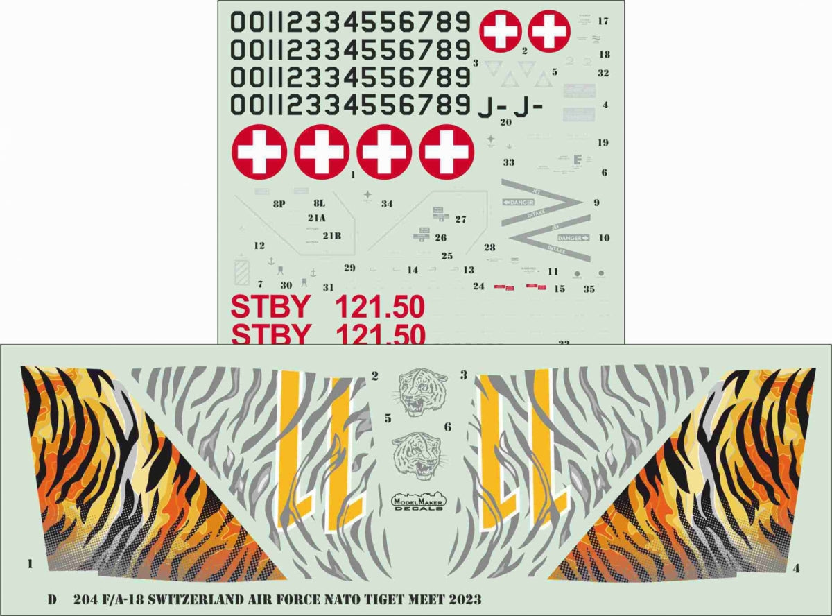 ModelMaker Decals D48204 F/A-18C Switzerland Air Force, NATO Tiger Meet 2023 1/48 – Bild 2