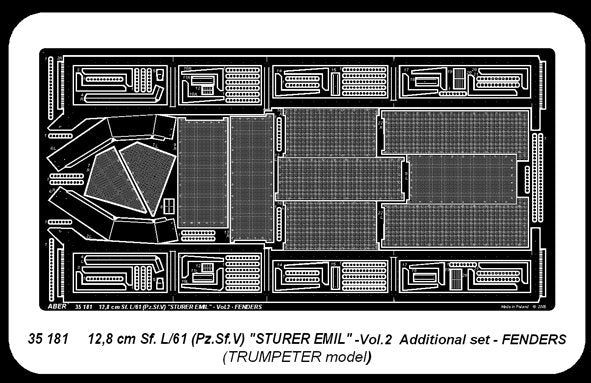 Aber 35181 German tank destroyer 12.8 cm Sf. L/61 (Pz.Sf.V) Sturer Emil- vol. 2 - additional set - fenders (1/35) – immagine 4