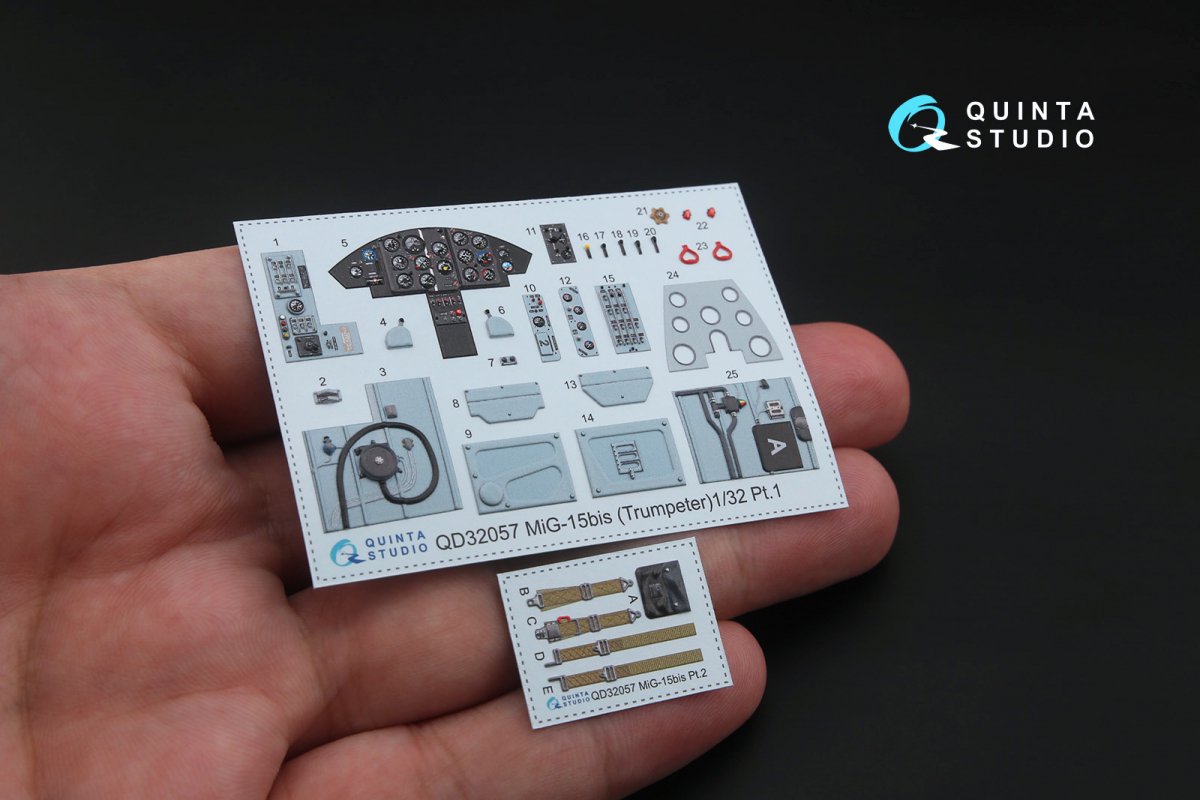 Quinta Studio QD32057 MiG-15bis 3D-Printed &amp;amp; colored Interior on decal paper (for Trumpeter kit) 1/32 – obrázek 3