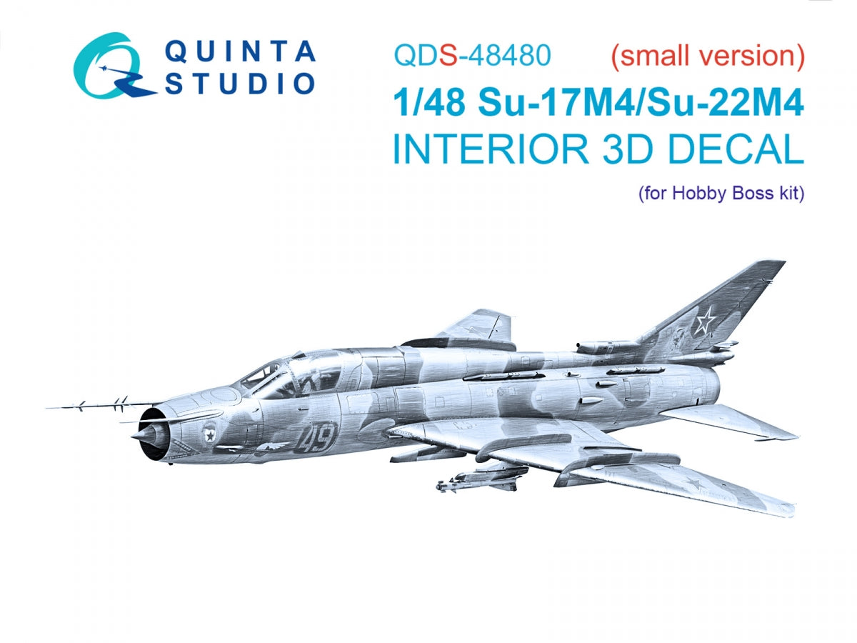 Quinta Studio QDS-48480 Su-17M4/Su-22M4 3D-Printed &amp;amp; colored Interior on decal paper (Hobby Boss) (Small version) 1/48