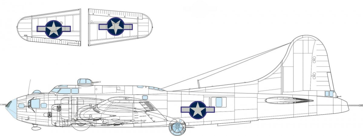 Eduard EX1055 B-17F US national insignia w/ blue outline EDUARD 1/48